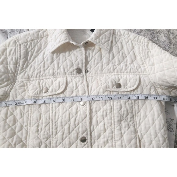 LIZ CLAIBORNE CRAZY HORSE LADIES CREAM COLOR QUILTED JACKET / COAT SIZE SMALL - Picture 6 of 9